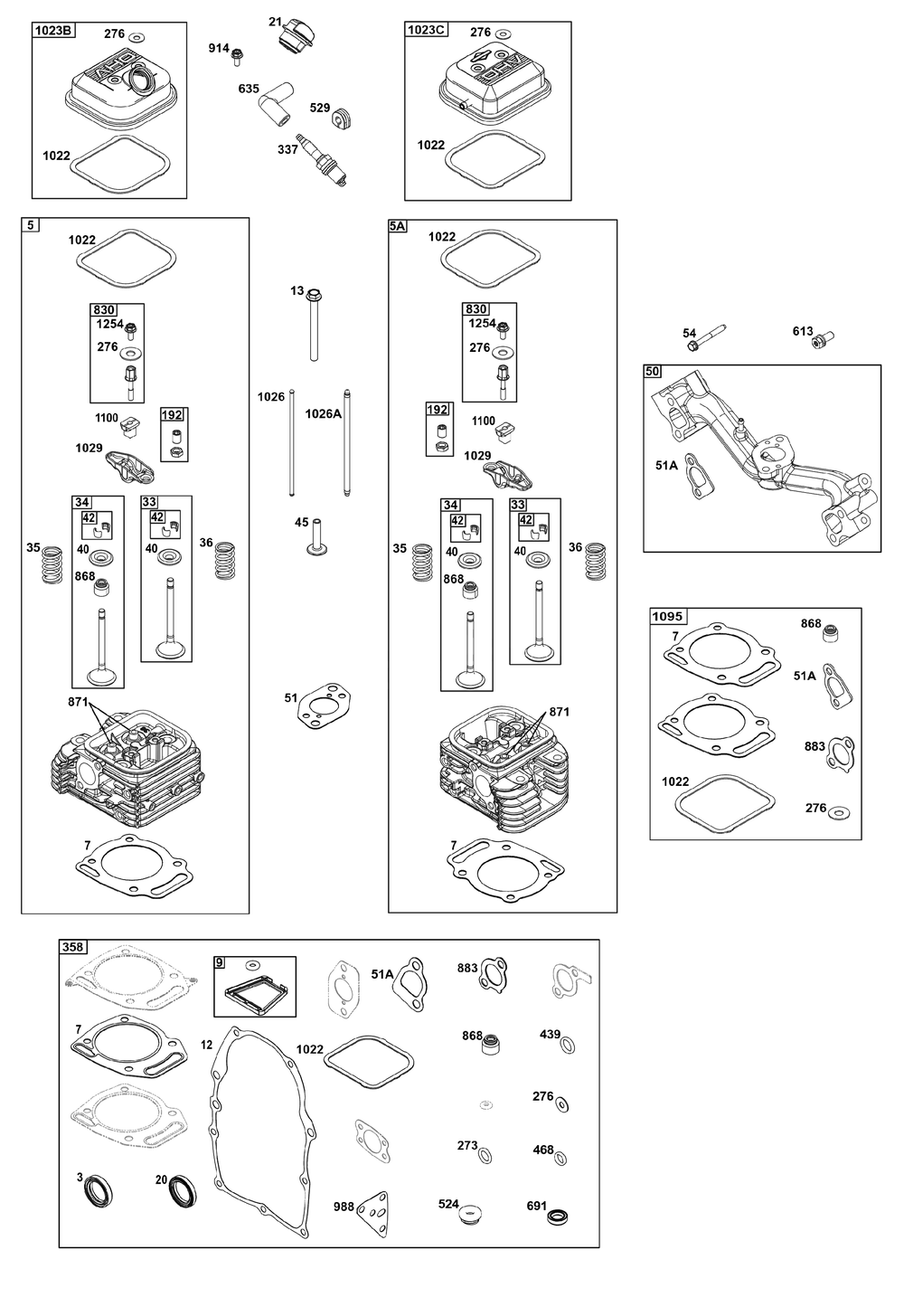 Cylinder Head Group Diagram and Parts List for 305442-0604-G1 200000 - 399999 Briggs and Stratton Engine